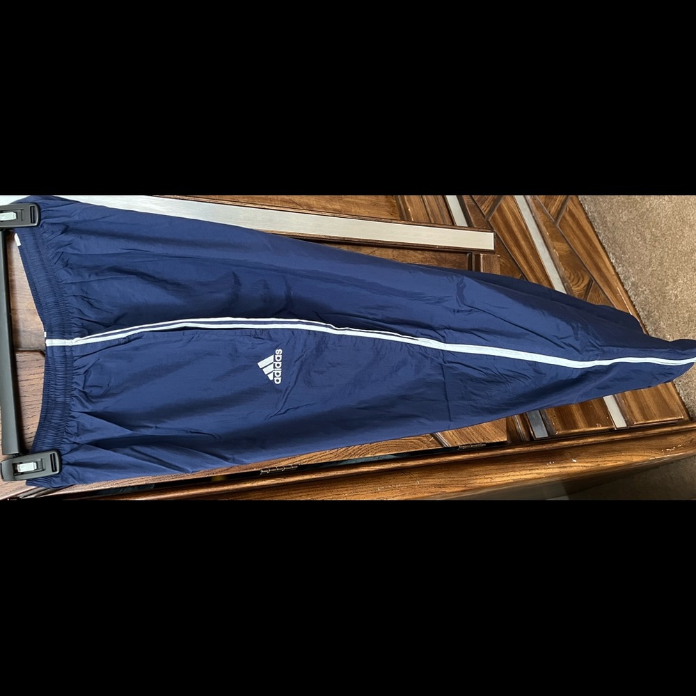 Women's VINTAGE Adidas Sweatpants | Blue with White Stripes | Size: M